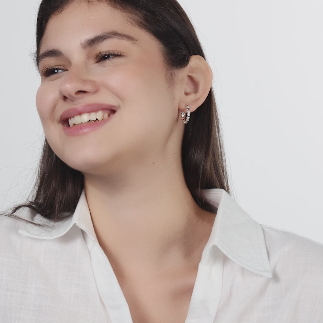 Sterling Silver Heart Hoop Earrings Created with Zircondia® Crystals