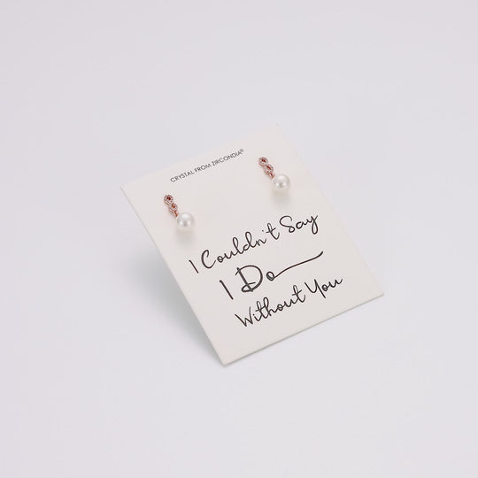 Rose Gold Plated I Couldn't Say I Do Without You Infinity Pearl Drop Earrings with Zircondia® Crystals