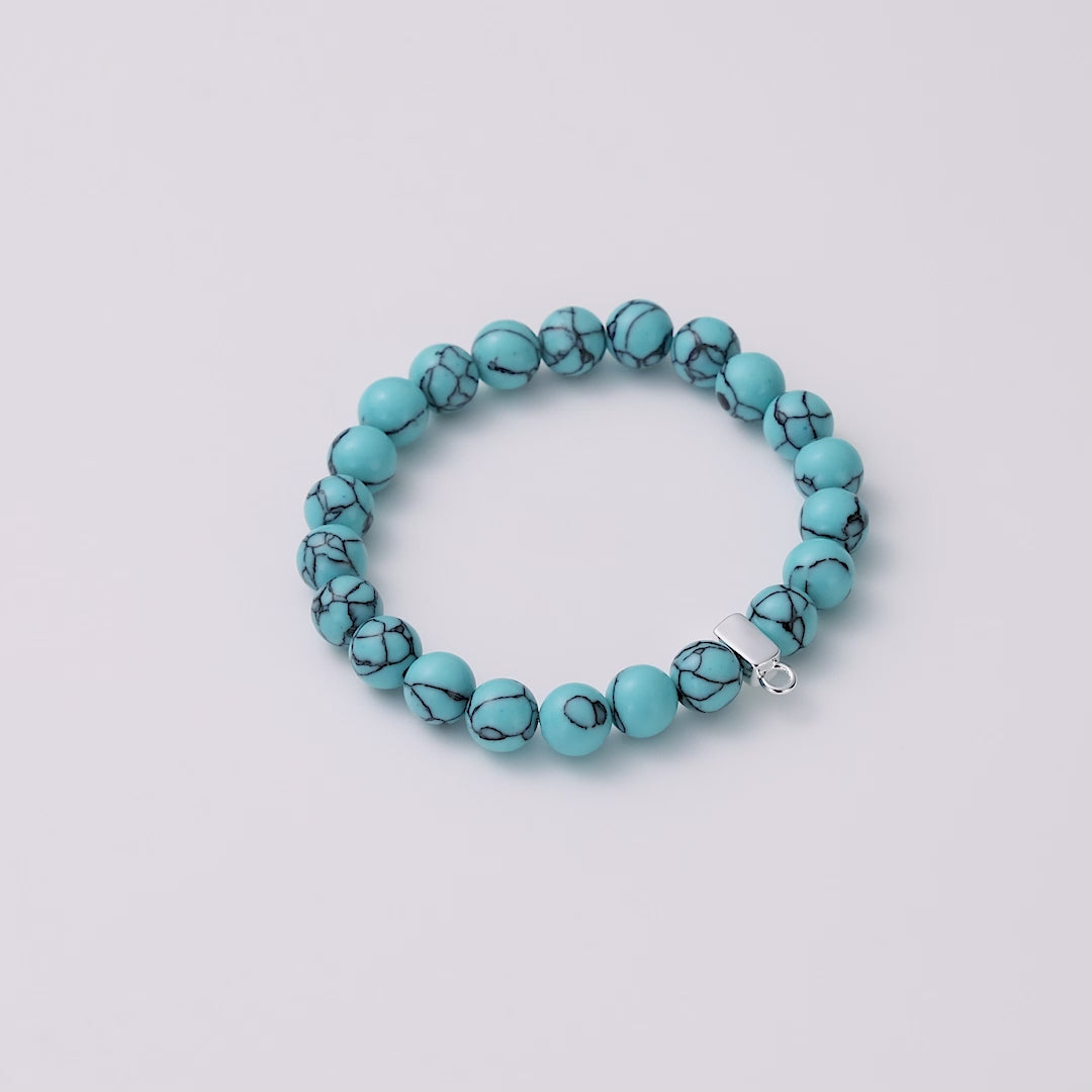 Synthetic Turquoise Gemstone Charm Stretch Bracelet