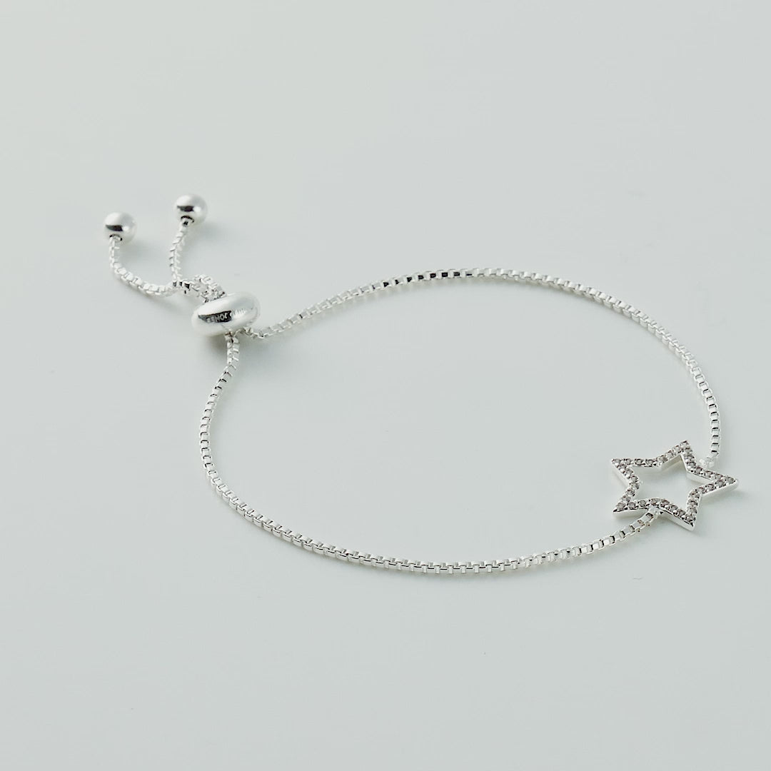Silver Plated Star Friendship Bracelet Created with Zircondia® Crystals Video