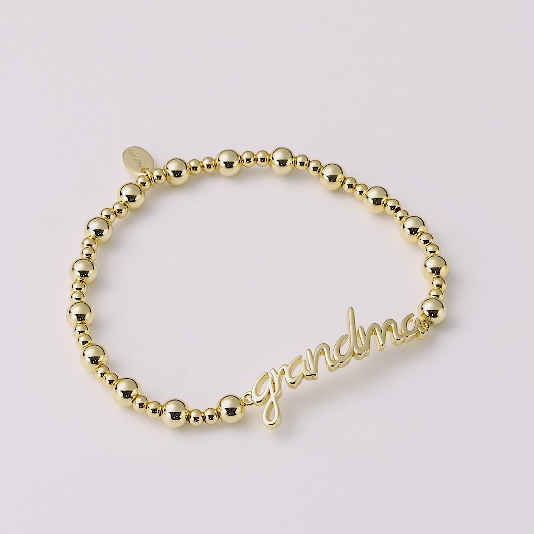 18k Gold Plated Grandma Beaded Stretch Bracelet