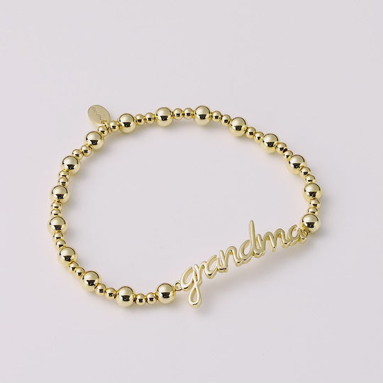 18k Gold Plated Grandma Beaded Stretch Bracelet
