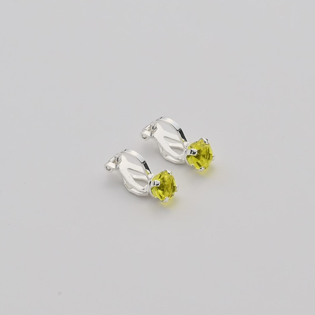 November (Topaz) Birthstone Clip On Earrings Created with Zircondia® Crystals Video