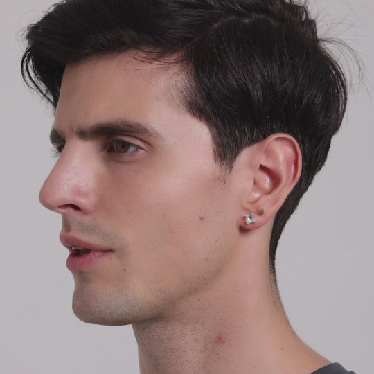 Men's Silver Plated Square Magnetic Clip On Stud Earrings Created with Zircondia® Crystals Video