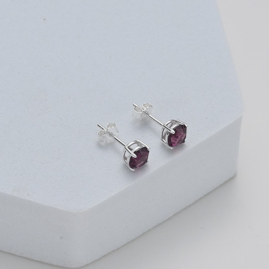 Sterling Silver Purple Earrings Created with Zircondia® Crystals Video