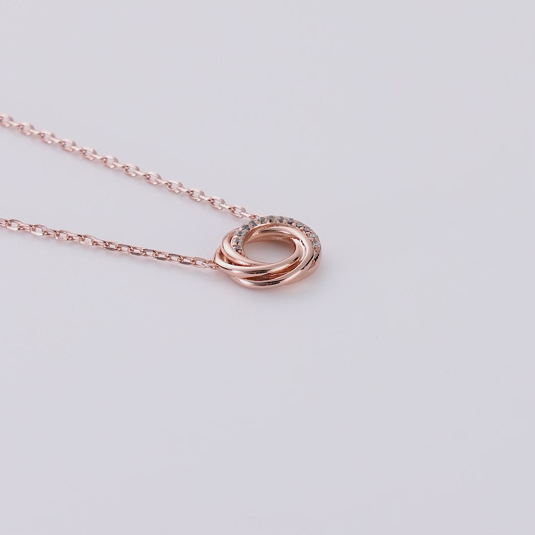 Rose Gold Plated Circle Knot Necklace Created with Zircondia® Crystals