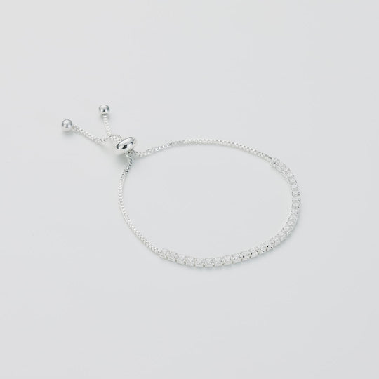 Silver Plated Solitaire Bridal Bracelet Created with Zircondia® Crystals