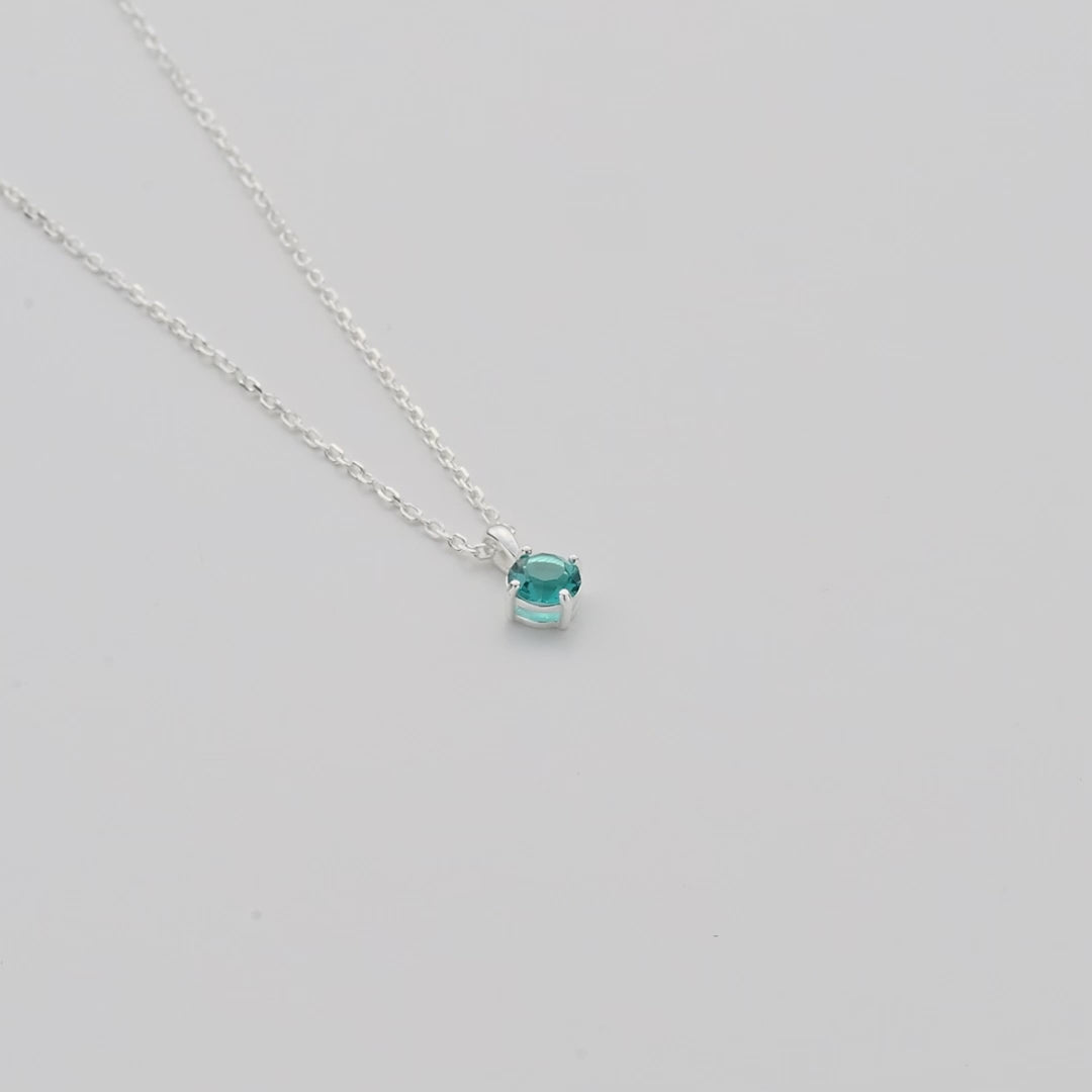 Sterling Silver December (Blue Topaz) Birthstone Necklace Created with Zircondia® Crystals Video