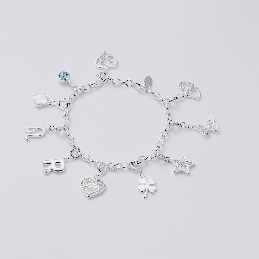 Silver Plated Link Chain Bracelet with Option of Charms