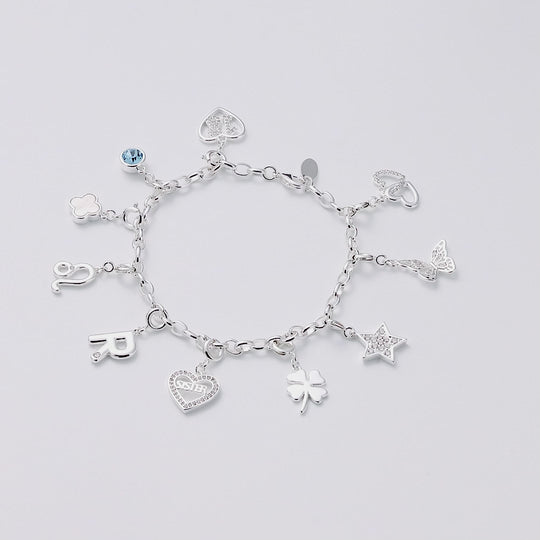 Silver Plated Link Chain Bracelet with Option of Charms