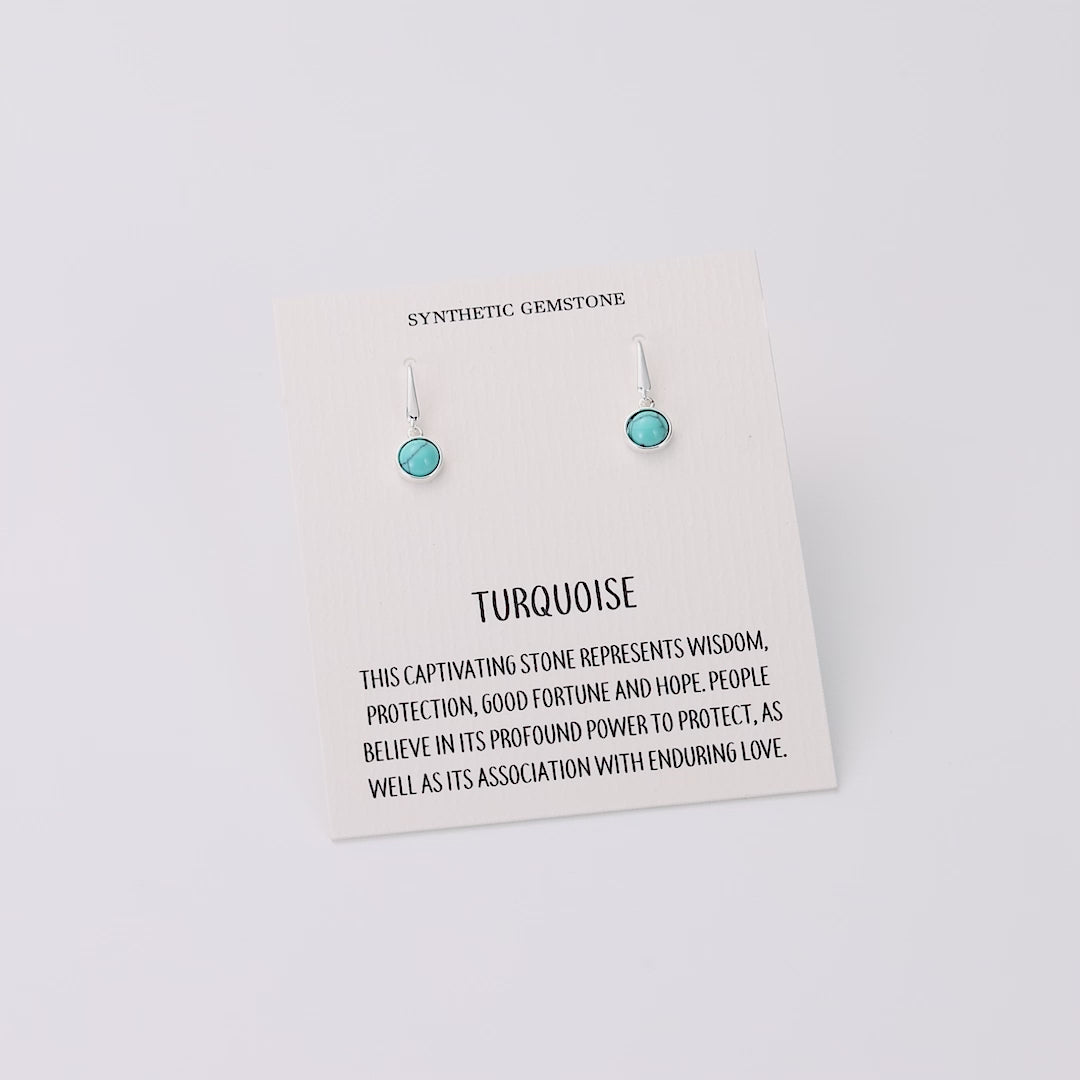 Synthetic Turquoise Drop Earrings with Quote Card