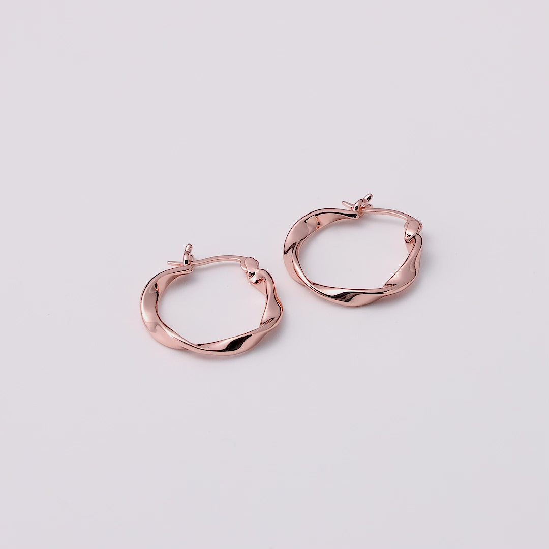 Rose Gold Plated Twist Hoop Earrings