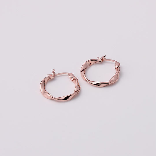 Rose Gold Plated Twist Hoop Earrings