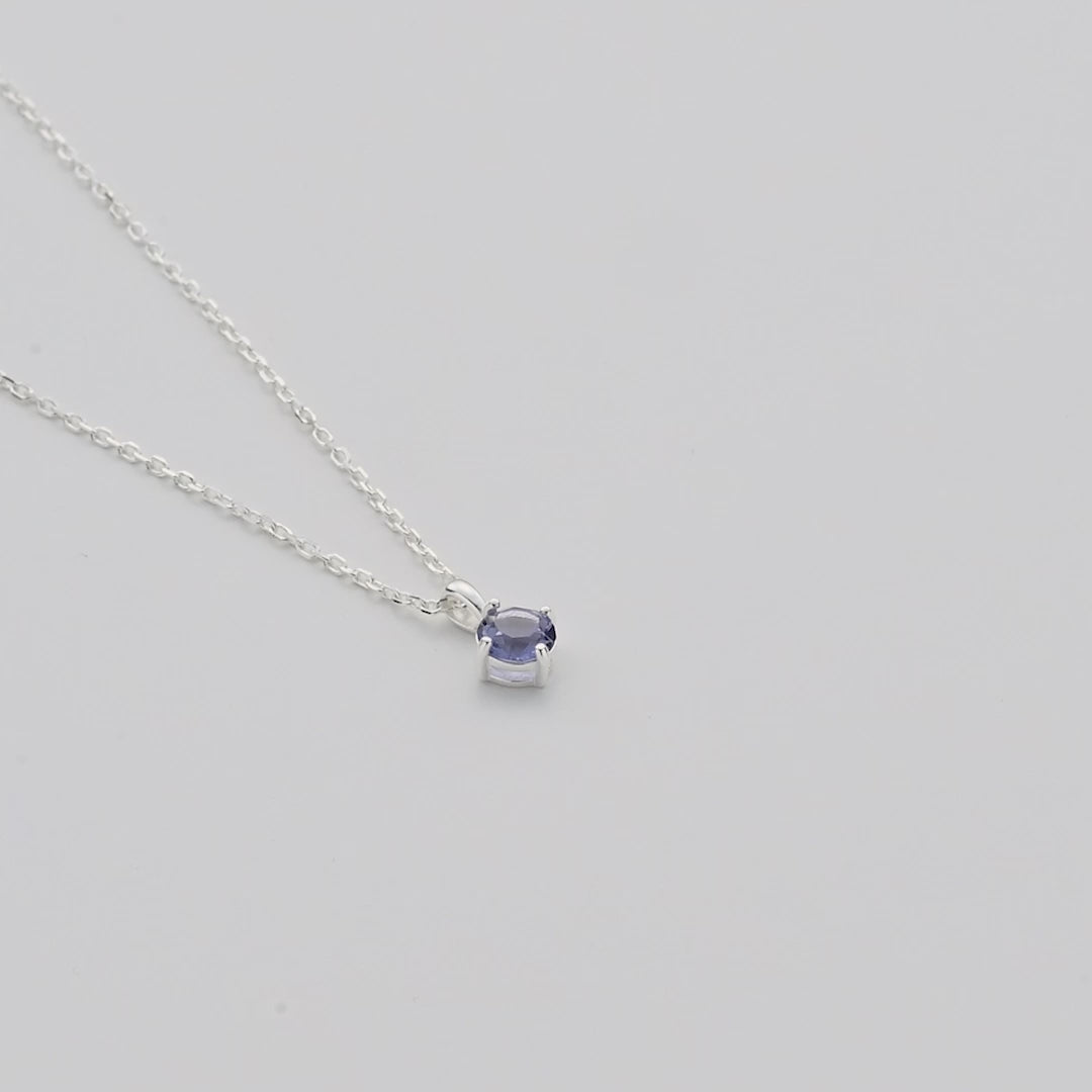 Sterling Silver February (Amethyst) Birthstone Necklace Created with Zircondia® Crystals Video