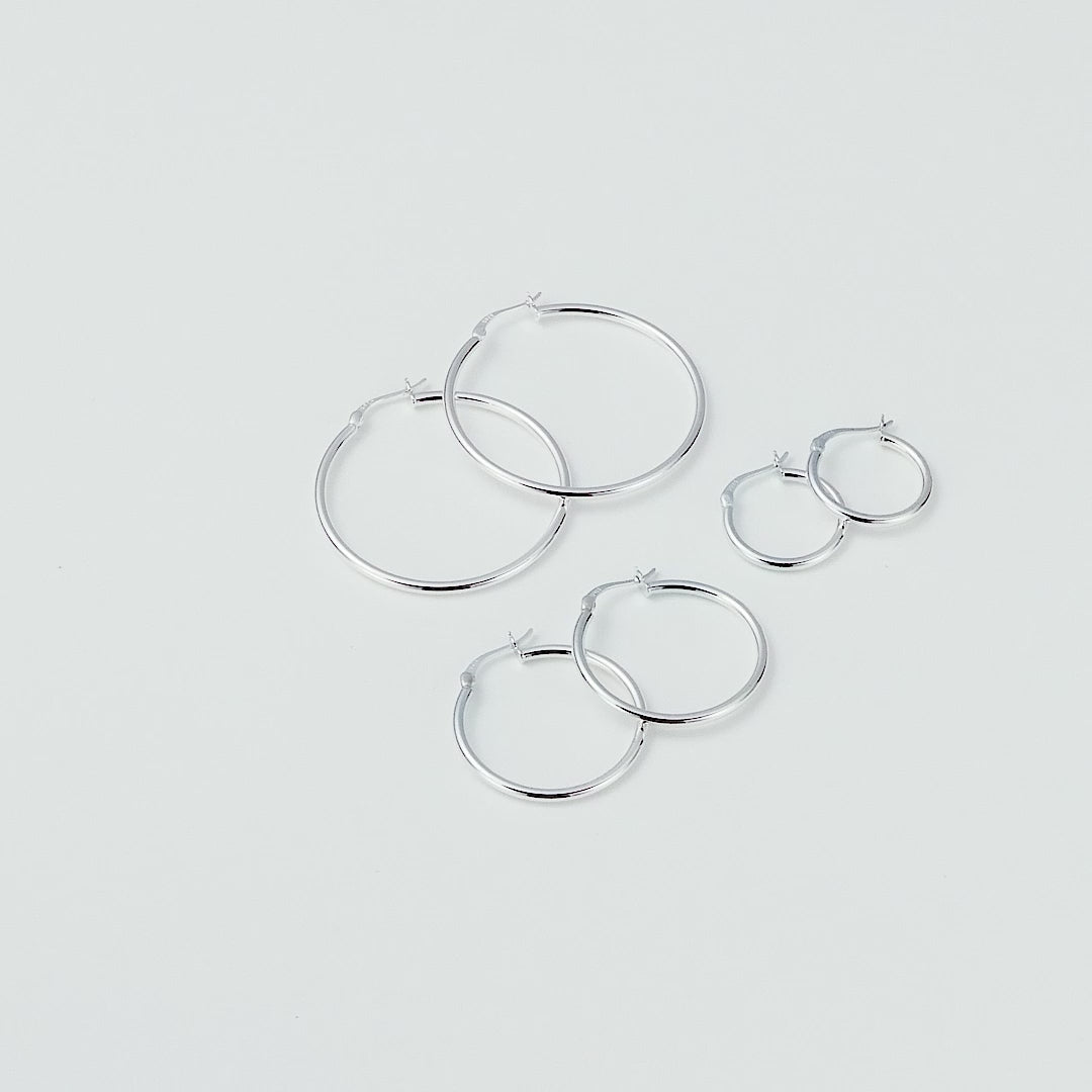 Pack of 3 Sterling Silver 20mm, 30mm, & 40mm Hoop Earrings