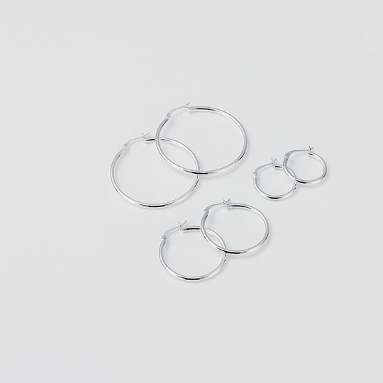 Pack of 3 Sterling Silver 20mm, 30mm, & 40mm Hoop Earrings