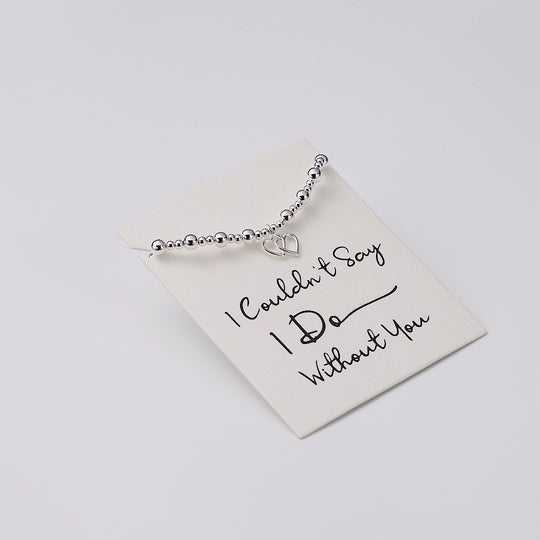 I Couldn't Say I Do Without You Heart Link Beaded Stretch Bracelet with Quote Card