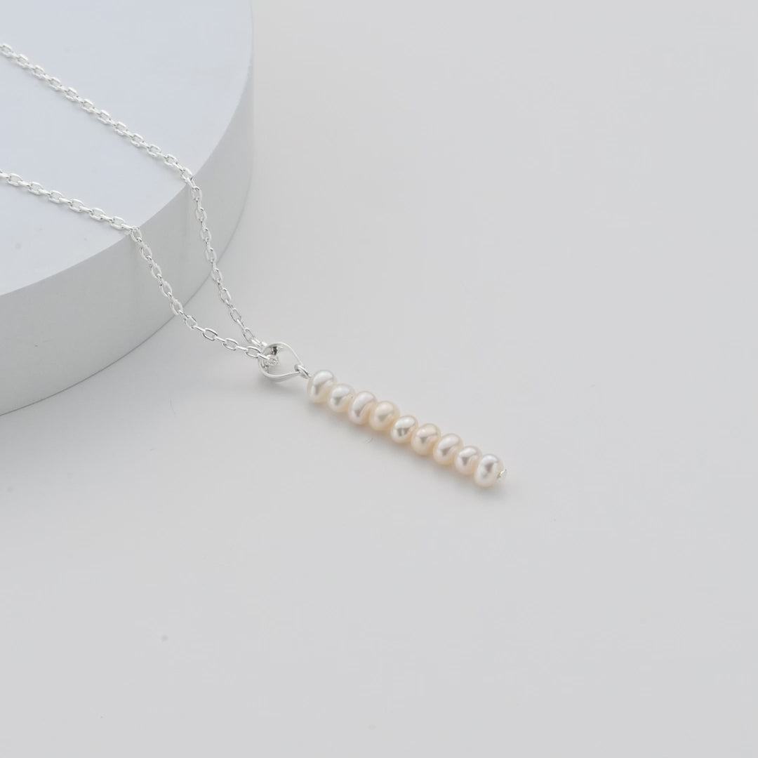 Silver Plated Freshwater Pearl Drop Necklace Video