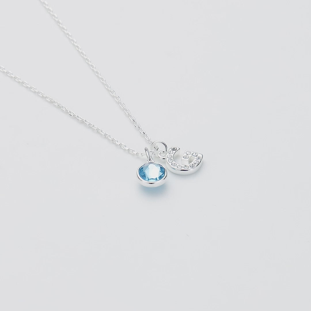 Pave Initial G Necklace with Birthstone Charm Created with Zircondia® Crystals