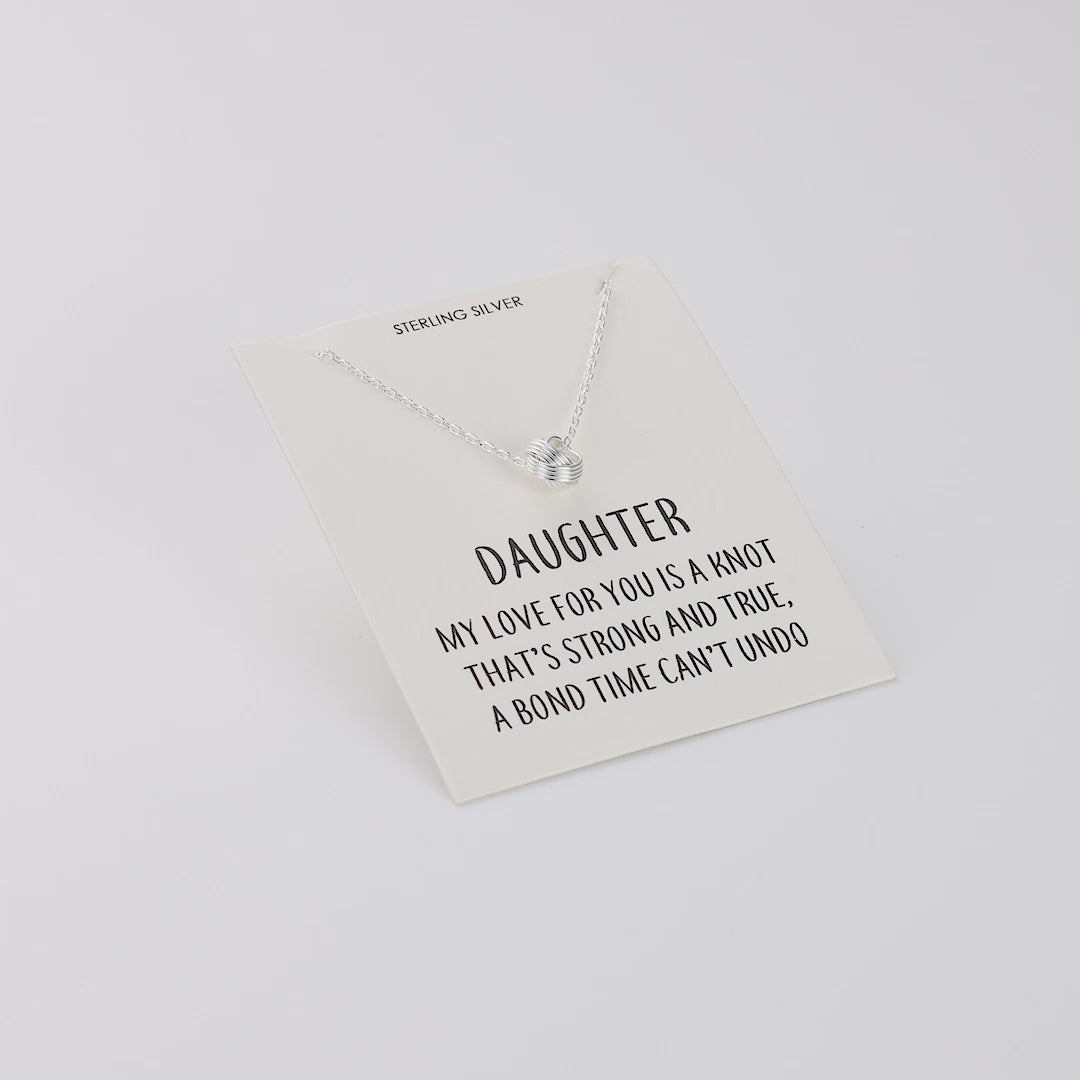 Sterling Silver Daughter Quote Knot Necklace