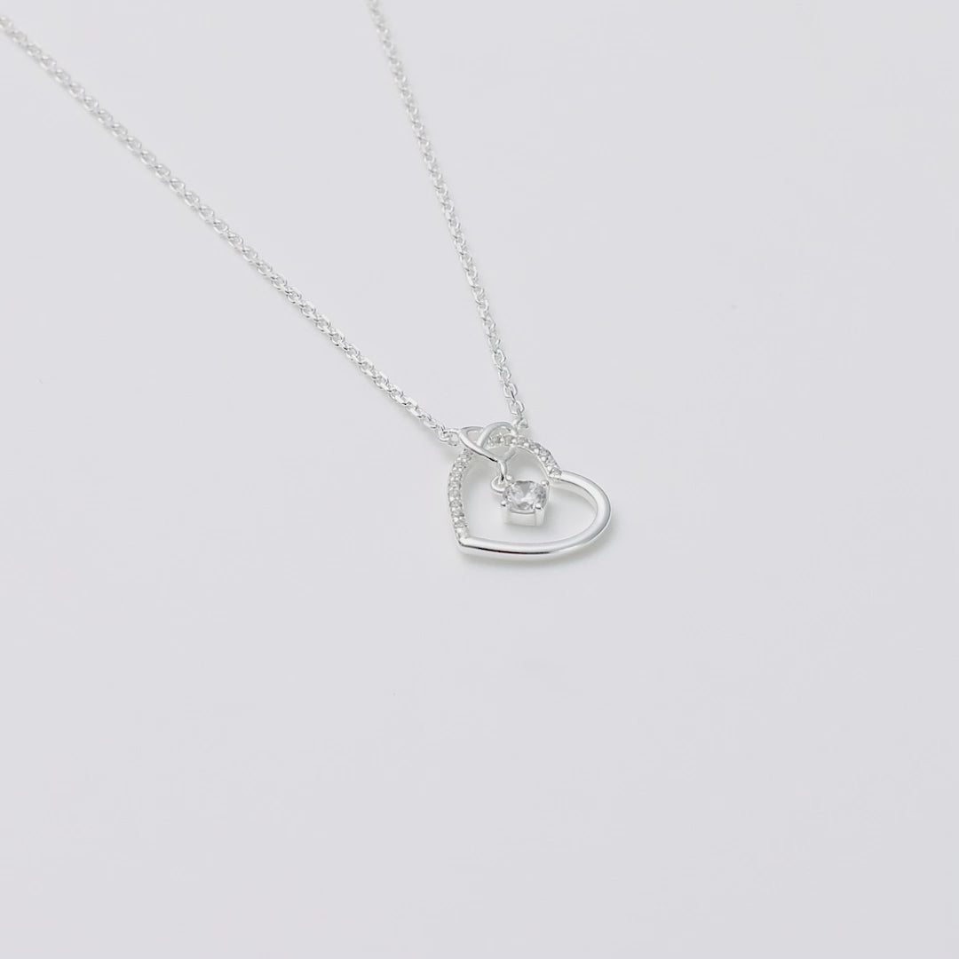 Sterling Silver Heart Necklace Created with Zircondia® Crystals