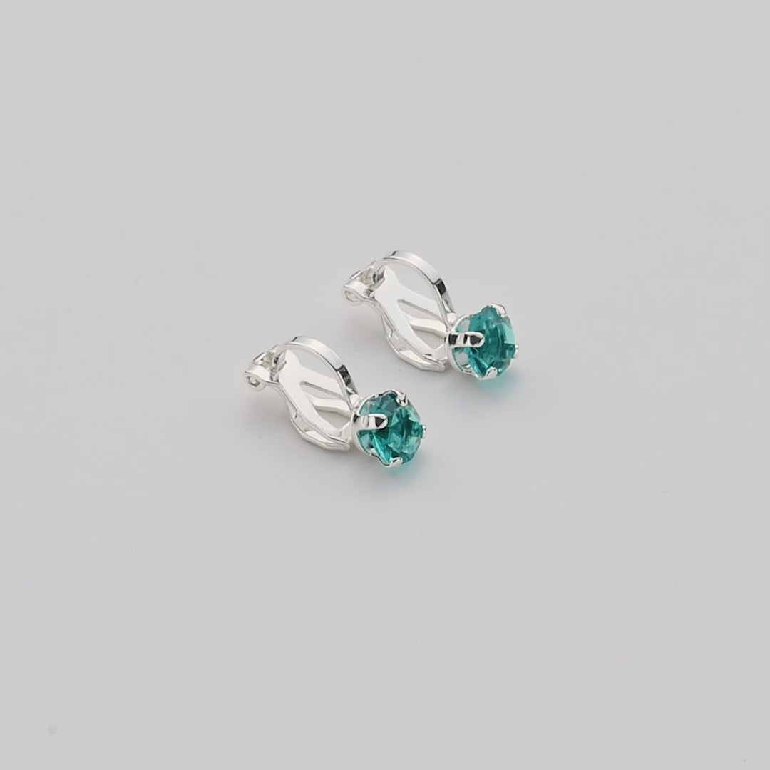 December (Blue Topaz) Birthstone Clip On Earrings Created with Zircondia® Crystals Video