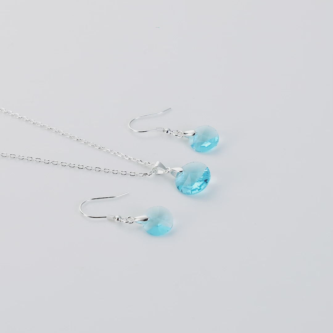 Sterling Silver Aquamarine Set Created with Zircondia® Crystals