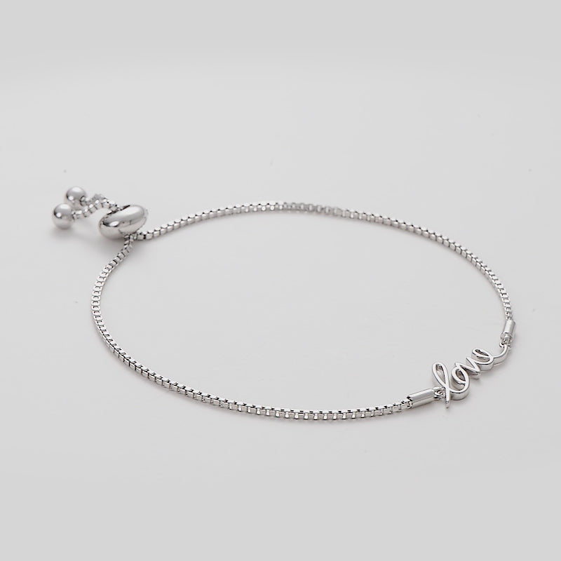 Rhodium Plated Love Bracelet Created with Zircondia® Crystals