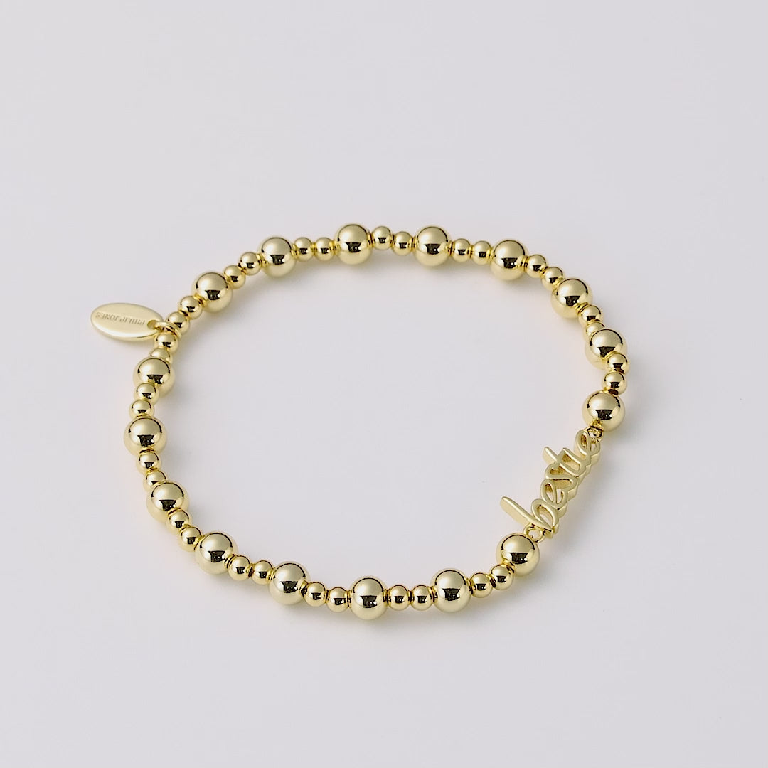 18k Gold Plated Bestie Beaded Stretch Bracelet