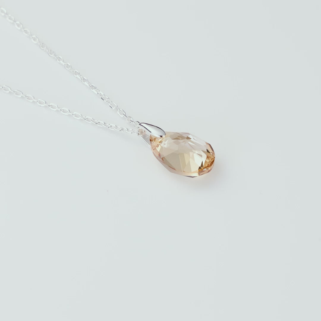 Sterling Silver Golden Shadow Necklace Created with Zircondia® Crystals