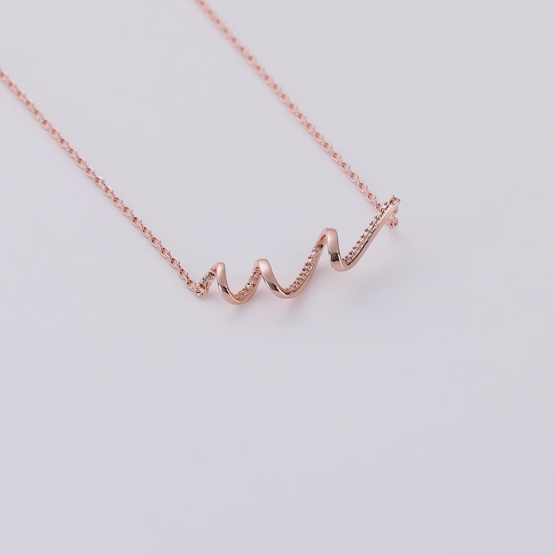 Rose Gold Plated Spiral Necklace Created with Zircondia® Crystals