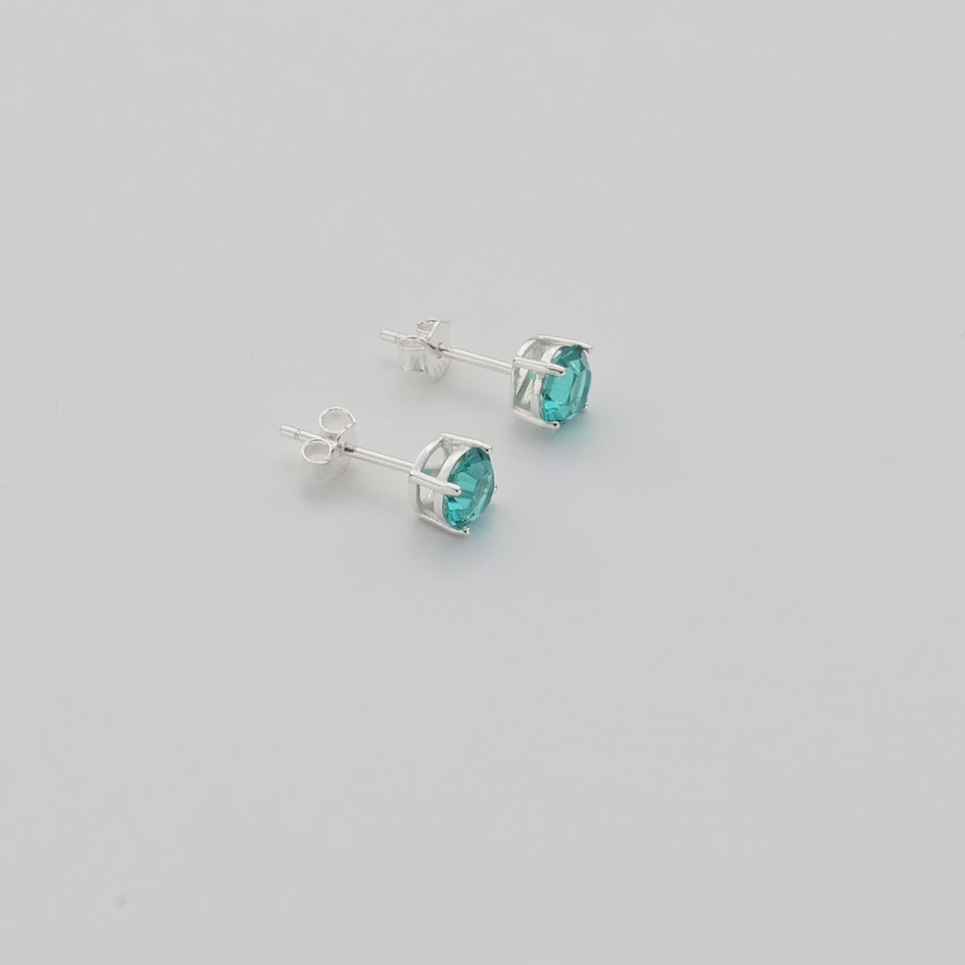 Sterling Silver December (Blue Topaz) Birthstone Earrings Created with Zircondia® Crystals Video