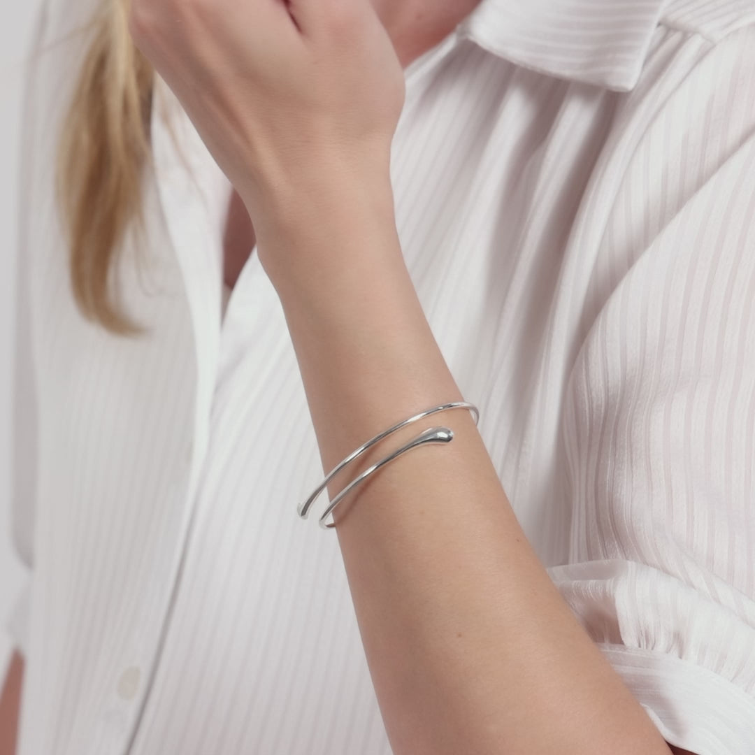 Silver Plated Teardrop Bangle