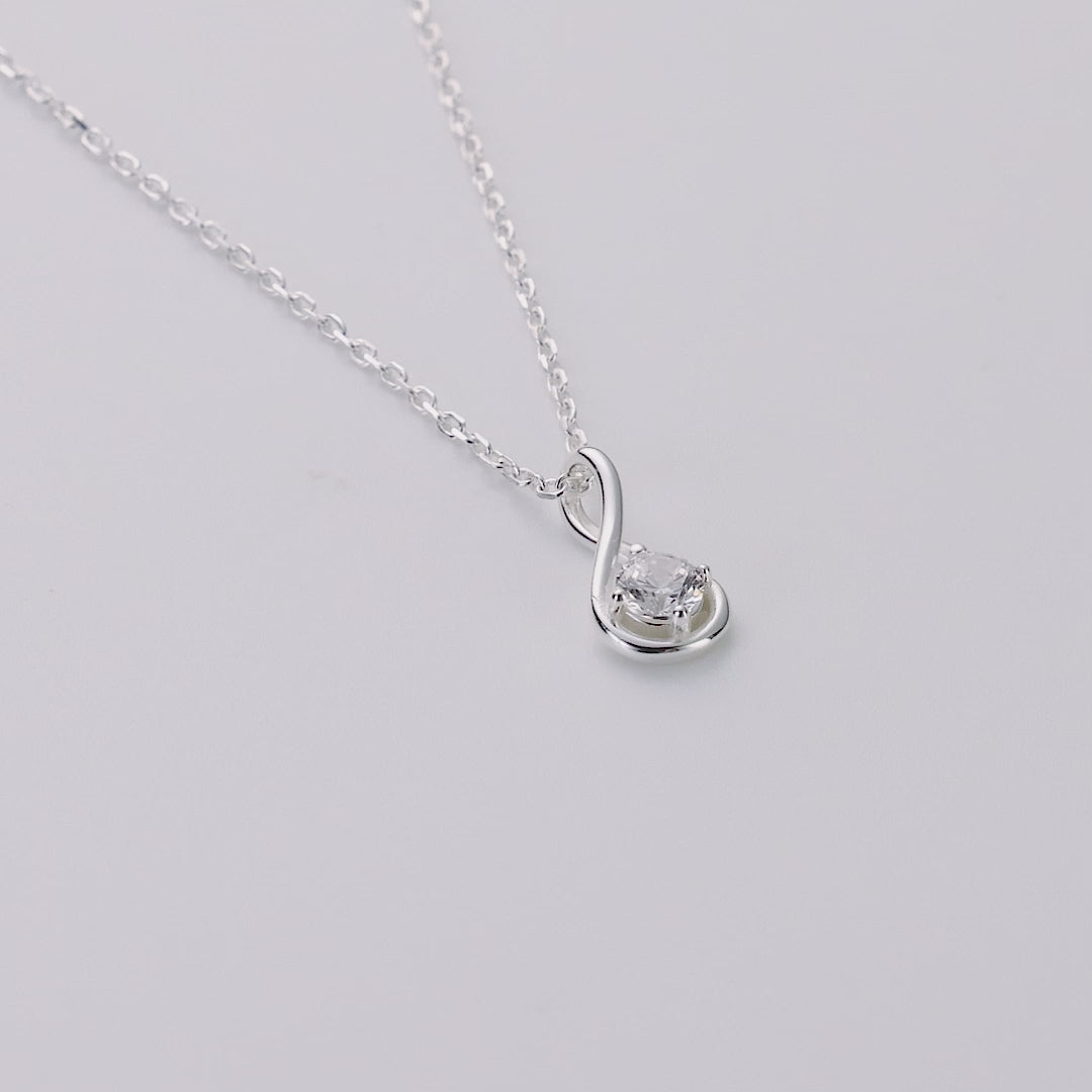 Sterling Silver Teardrop Twist Necklace Created with Zircondia® Crystals