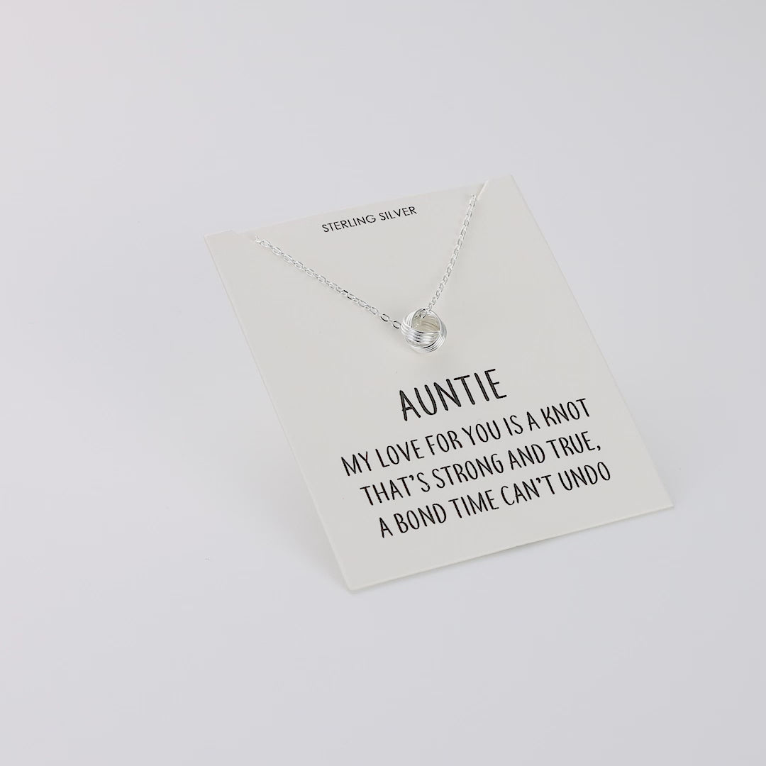 Sterling Silver Auntie Quote Knot Necklace