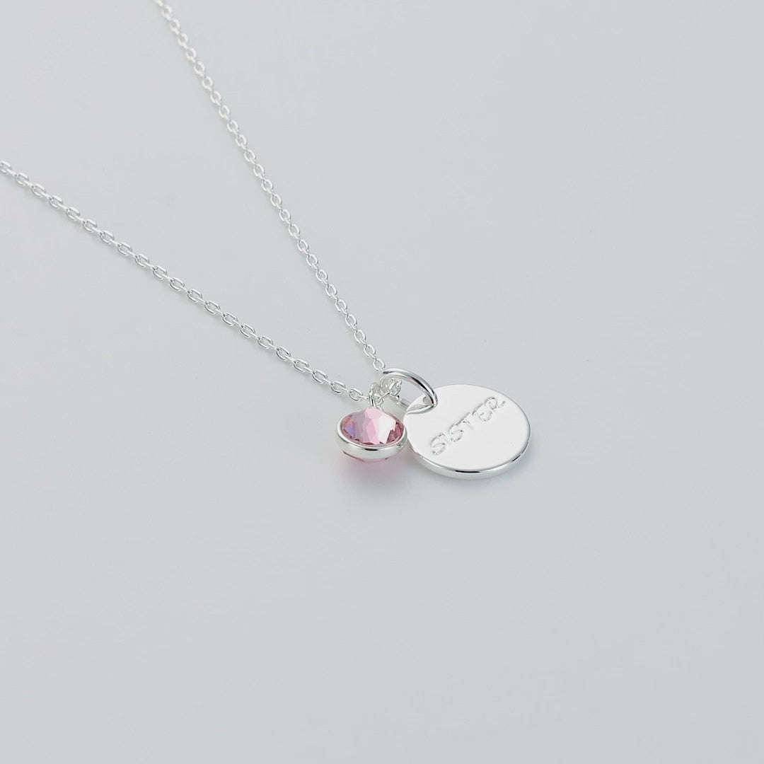Birthstone Necklace with Sister Charm Created with Zircondia® Crystals