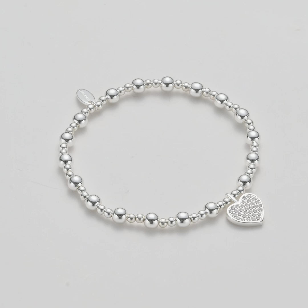 50th Birthday Heart Charm Stretch Bracelet with Quote Gift Box Video