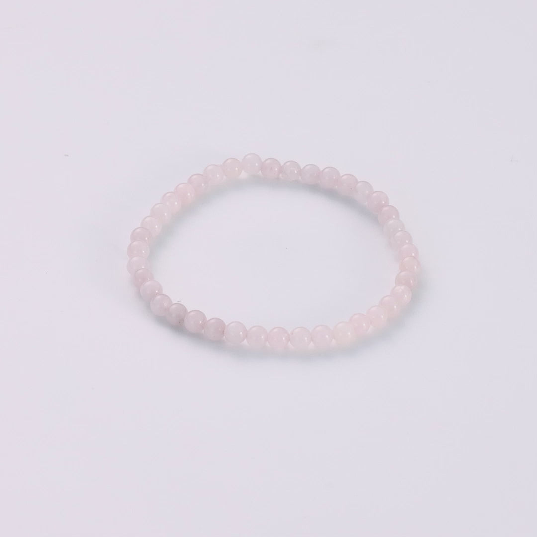 Rose Quartz Mini Beaded Gemstone Stretch Bracelet