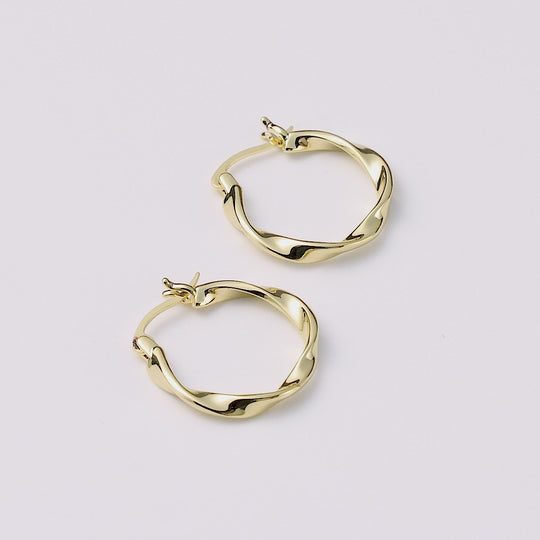 18k Gold Plated Twist Hoop Earrings