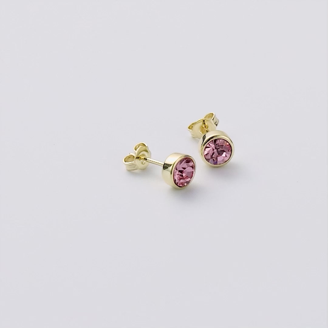 18k Gold Plated Pink Stud Earrings Created with Zircondia® Crystals