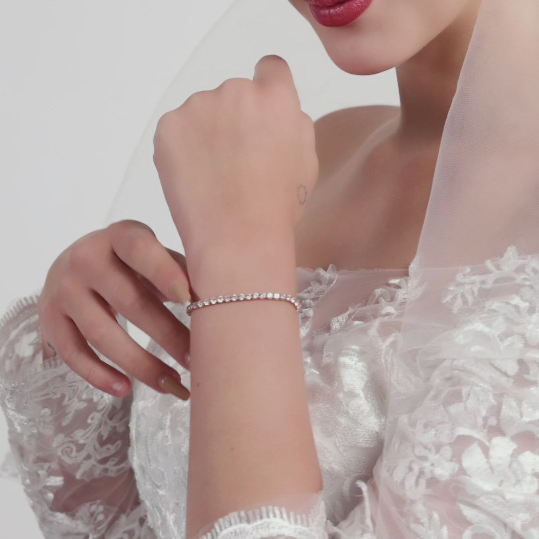 Rose Gold Plated I Couldn't Say I Do Without You Solitaire Friendship Bracelet Created with Zircondia® Crystals