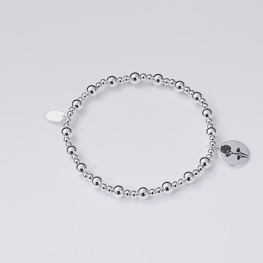 July Birth Flower Water Lily Beaded Stretch Bracelet