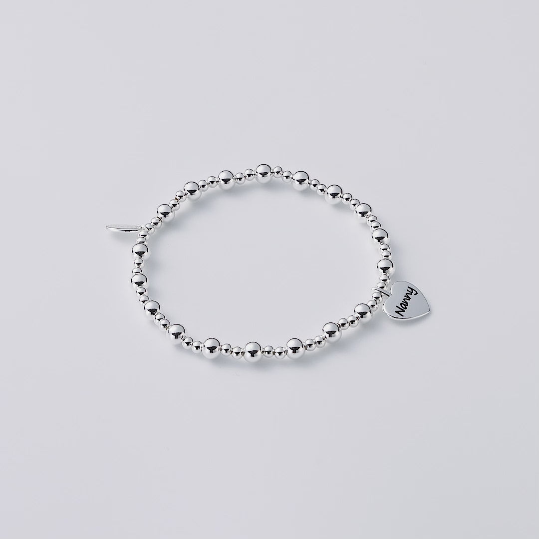 Nanny Heart Charm Beaded Stretch Bracelet
