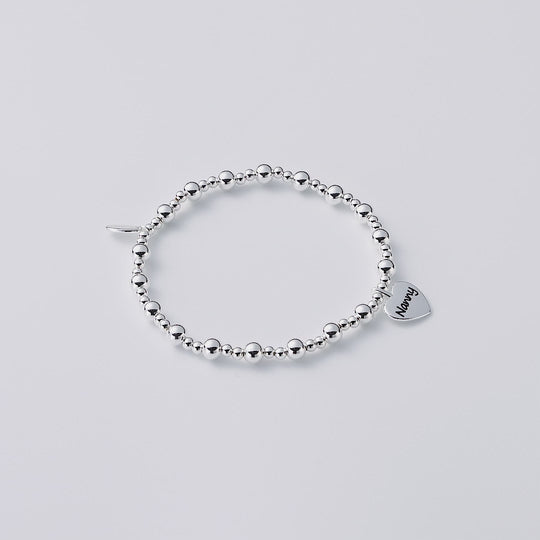 Nanny Heart Charm Beaded Stretch Bracelet