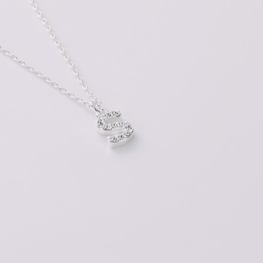 Pave Initial Necklace Letter S Created with Zircondia® Crystals
