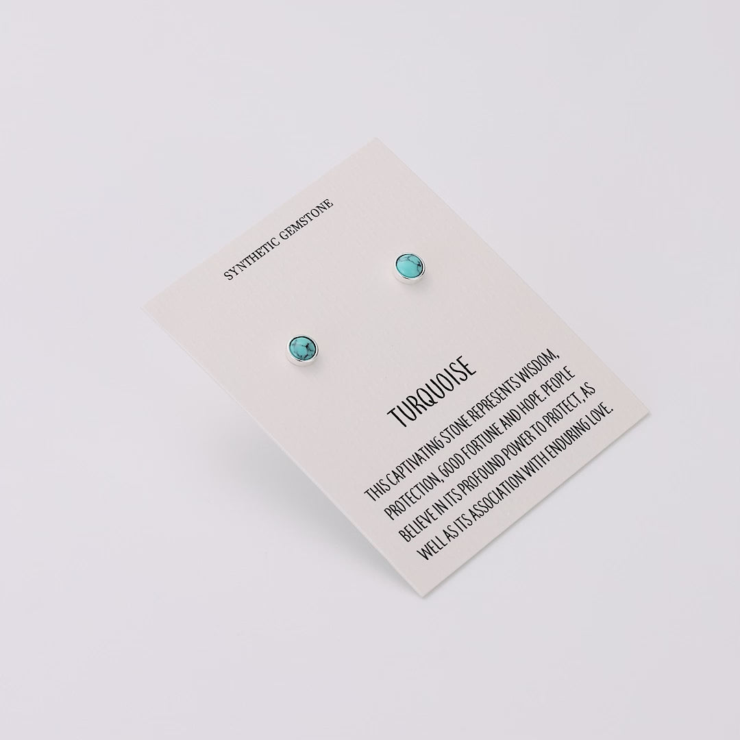 Synthetic Turquoise Stud Earrings with Quote Card