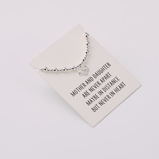 Infinity Heart Beaded Stretch Mother and Daughter Bracelet with Quote Card