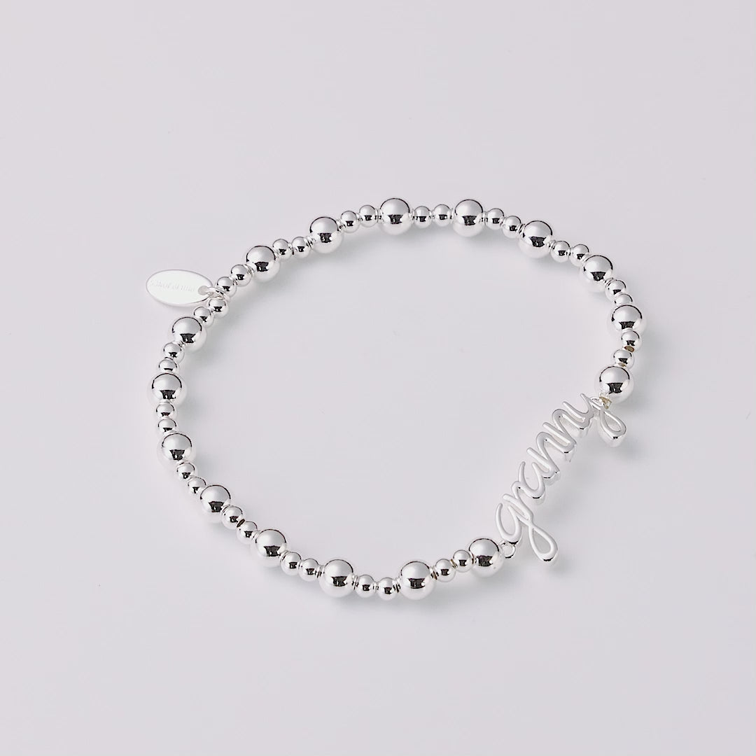 Silver Plated Granny Beaded Stretch Bracelet