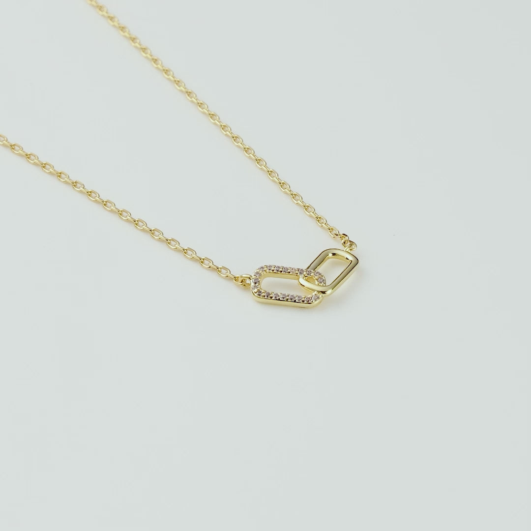 Gold Plated Paperclip Link Necklace Created with Zircondia® Crystals