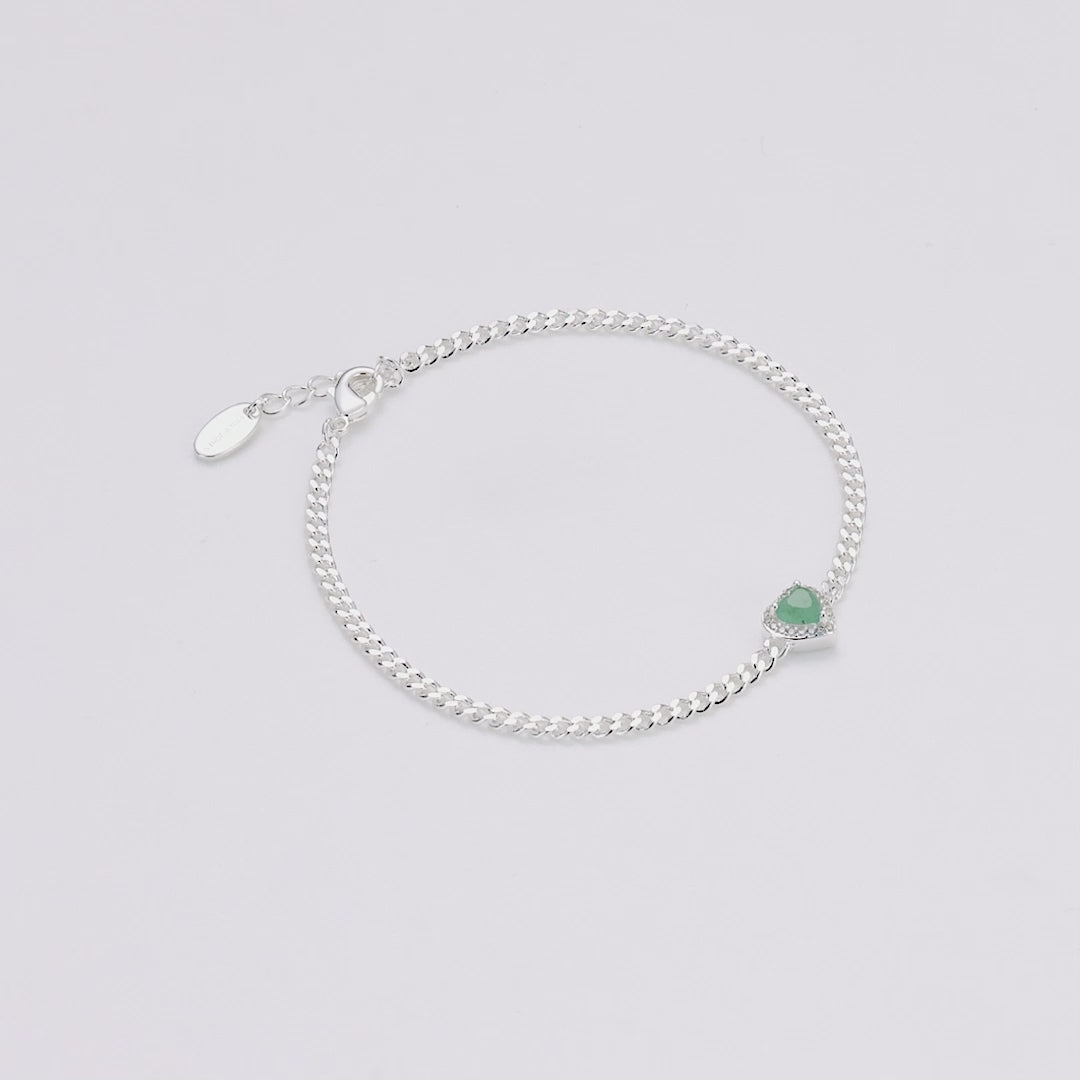 Green Aventurine Heart Gemstone Bracelet Created with Zircondia® Crystals